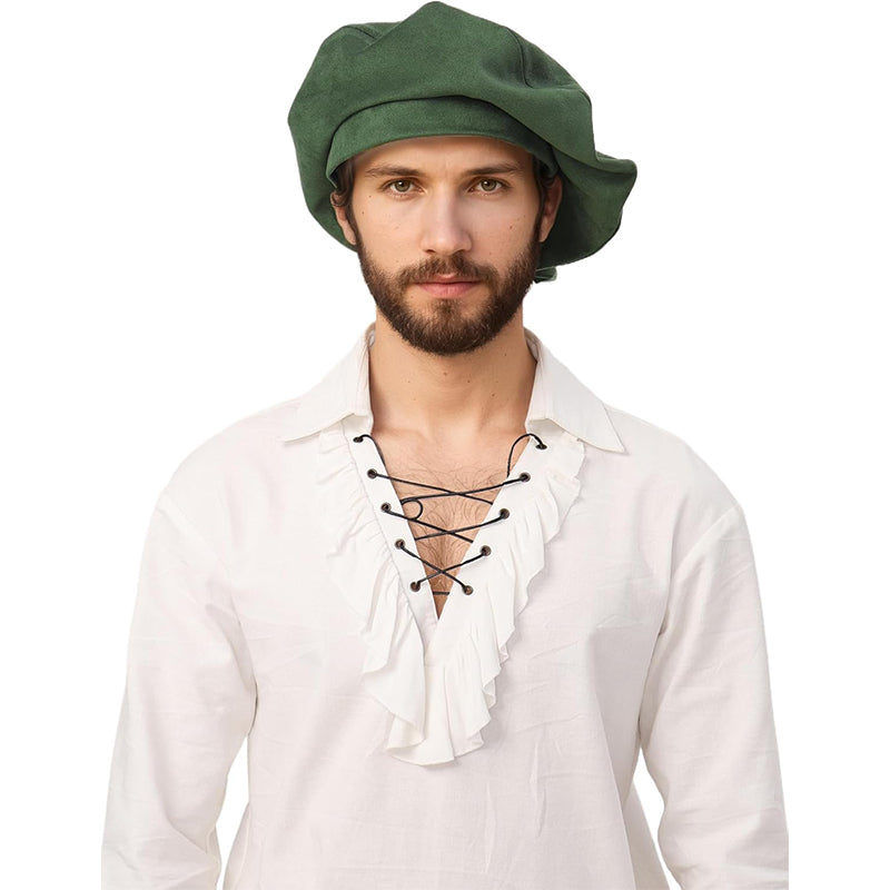 Medieval Renaissance Men Beret Tudor Hat Muffin Cap Minstrel Hat Ren Faire LARP Hat Costume Accessories