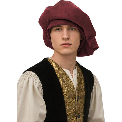 Medieval Renaissance Men Beret Tudor Hat Muffin Cap Minstrel Hat Ren Faire LARP Hat Costume Accessories