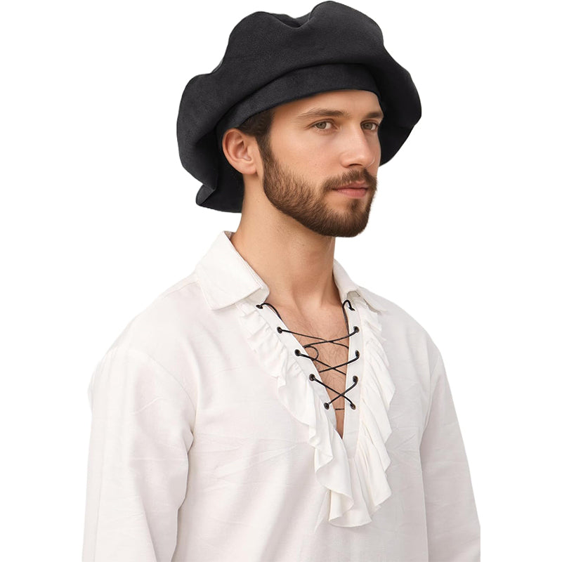 Medieval Renaissance Men Beret Tudor Hat Muffin Cap Minstrel Hat Ren Faire LARP Hat Costume Accessories