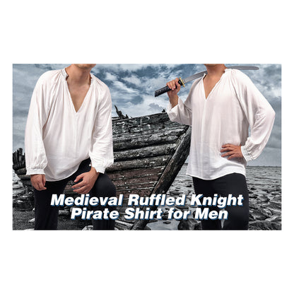 Medieval Shirt for Men, Ruffled Knight Pirate Tunic Shirt Victorian Blouse