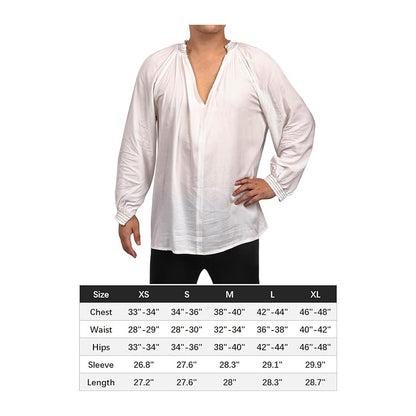 Medieval Shirt for Men, Ruffled Knight Pirate Tunic Shirt Victorian Blouse