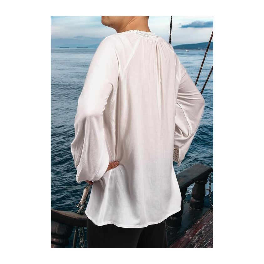 Medieval Shirt for Men, Ruffled Knight Pirate Tunic Shirt Victorian Blouse