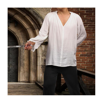 Medieval Shirt for Men, Ruffled Knight Pirate Tunic Shirt Victorian Blouse