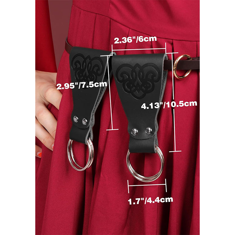 Medieval Skirt Hike Renaissance Waistband 2 PCS PU Leather Dress Clips Pirate Belt Waistband Cosplay Costume Accessories