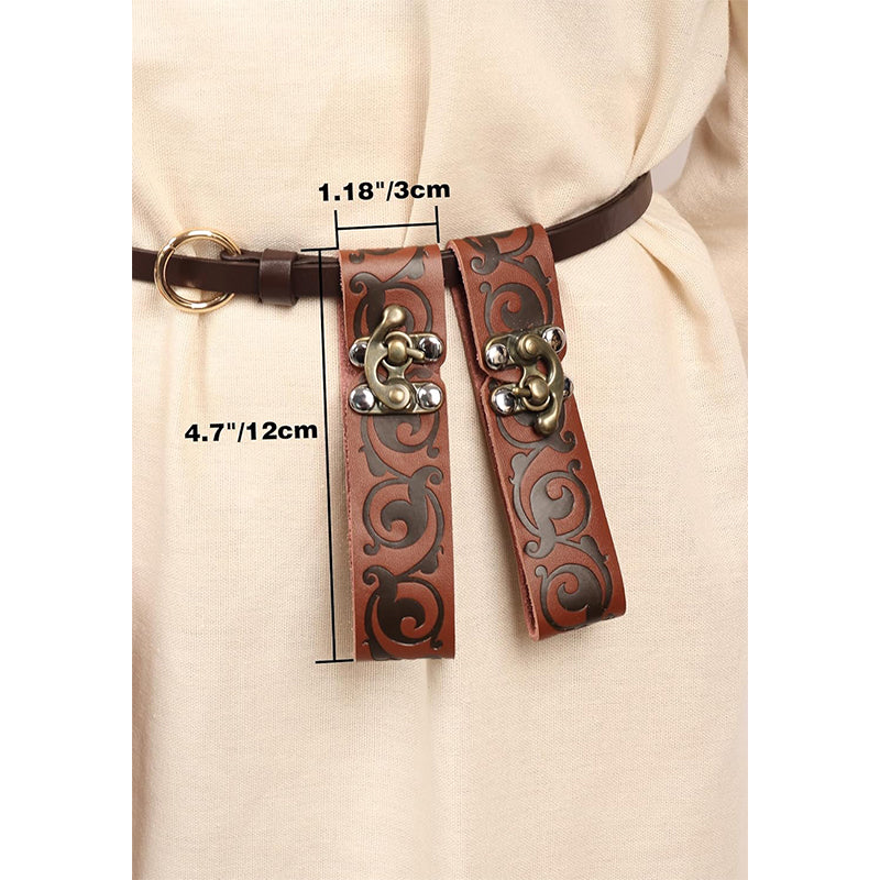 Medieval Skirt Hike Renaissance Waistband 2 PCS PU Leather Dress Clips Pirate Belt Waistband Cosplay Costume Accessories