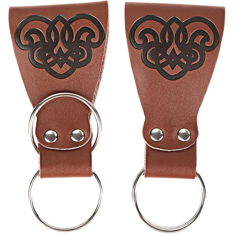 Medieval Skirt Hike Renaissance Waistband 2 PCS PU Leather Dress Clips Pirate Belt Waistband Cosplay Costume Accessories