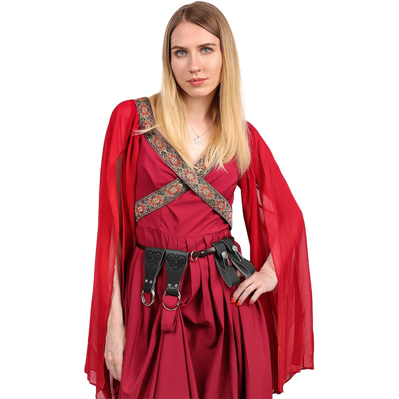 Medieval Skirt Hike Renaissance Waistband 2 PCS PU Leather Dress Clips Pirate Belt Waistband Cosplay Costume Accessories