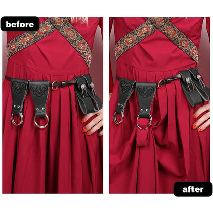 Medieval Skirt Hike Renaissance Waistband 2 PCS PU Leather Dress Clips Pirate Belt Waistband Cosplay Costume Accessories