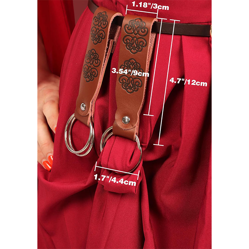 Medieval Skirt Hike Renaissance Waistband 2 PCS PU Leather Dress Clips Pirate Belt Waistband Cosplay Costume Accessories