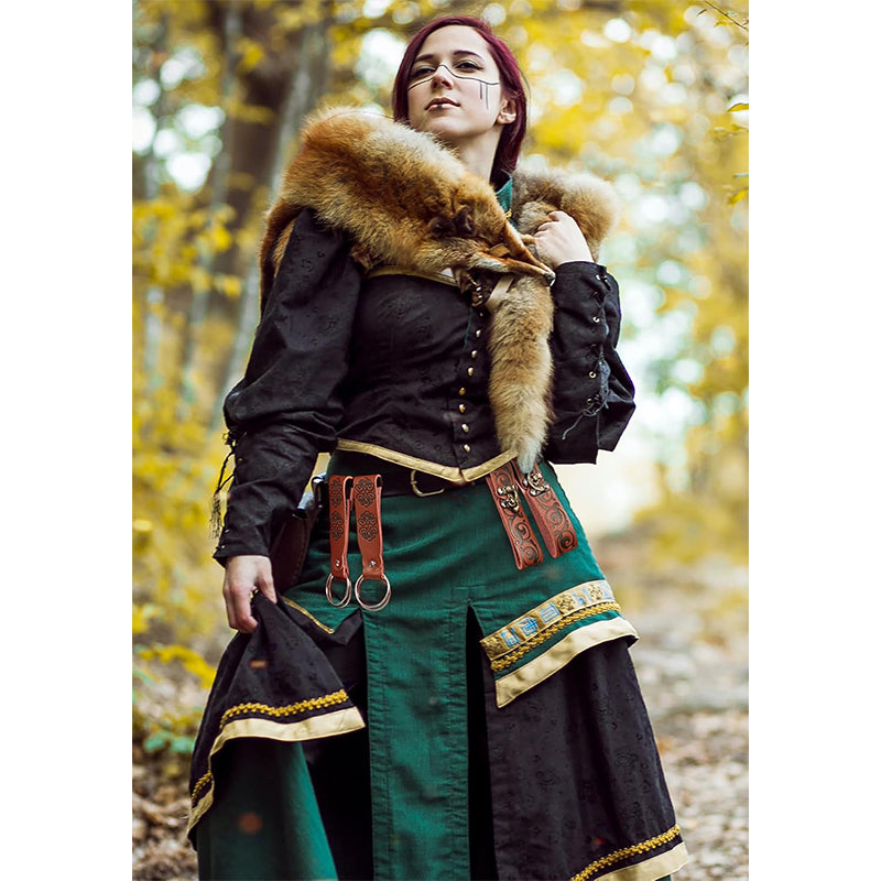Medieval Skirt Hike Renaissance Waistband 2 PCS PU Leather Dress Clips Pirate Belt Waistband Cosplay Costume Accessories