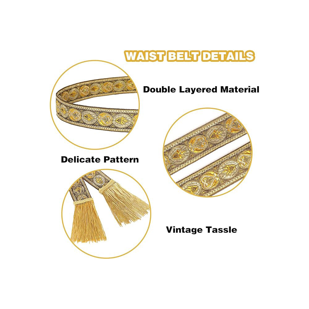 Medieval Vintage Waist Belt with Wave Trim Pirate Cosplay Costume Accessory