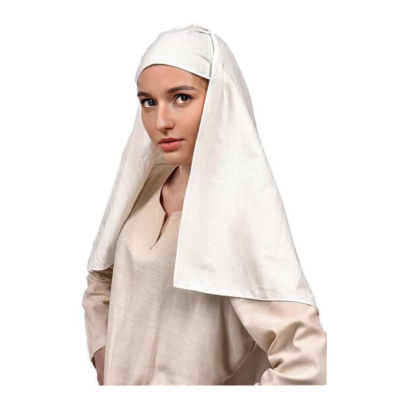 Medieval Women White Headscarf Renaissance Hat Scarf Cosplay Ren Faire Costume Accessories