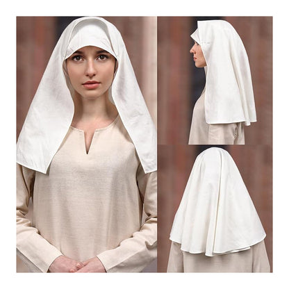 Medieval Women White Headscarf Renaissance Hat Scarf Cosplay Ren Faire Costume Accessories