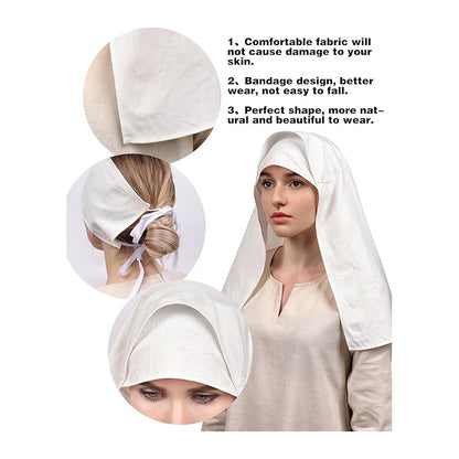 Medieval Women White Headscarf Renaissance Hat Scarf Cosplay Ren Faire Costume Accessories