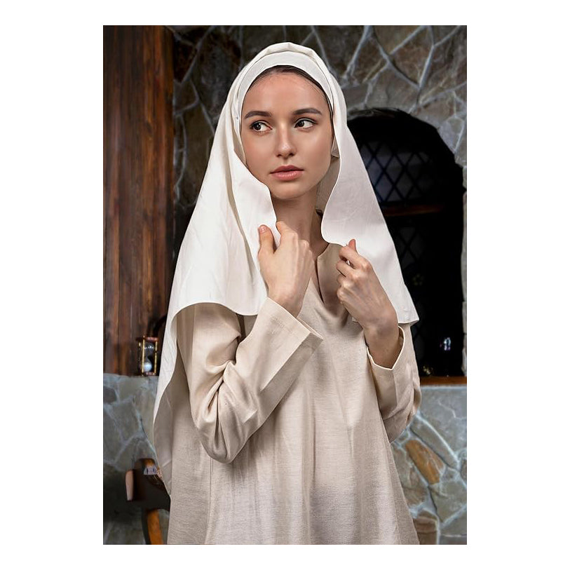 Medieval Women White Headscarf Renaissance Hat Scarf Cosplay Ren Faire Costume Accessories