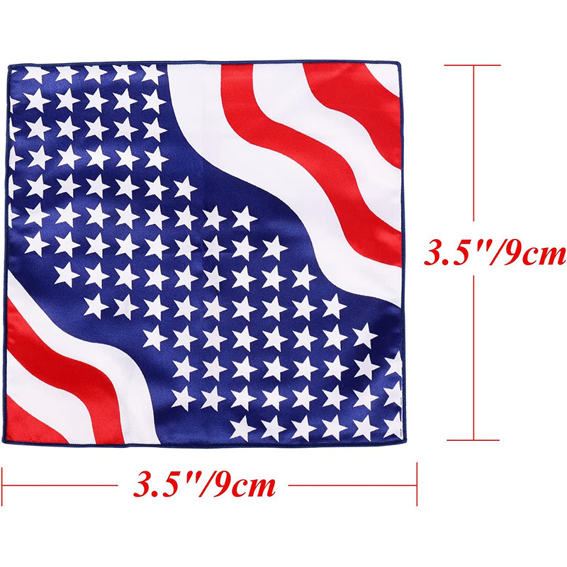 Men American Flag Square Necktie Bowtie Pokect Stars Stripes Patriotic Tie For USA Independence Day Costume Accessories