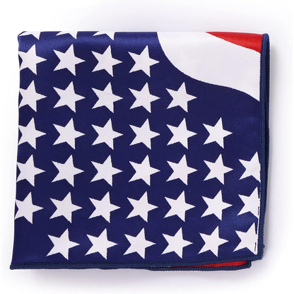 Men American Flag Square Necktie Bowtie Pokect Stars Stripes Patriotic Tie For USA Independence Day Costume Accessories