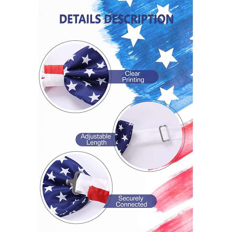 Men American Flag Square Necktie Bowtie Pokect Stars Stripes Patriotic Tie For USA Independence Day Costume Accessories