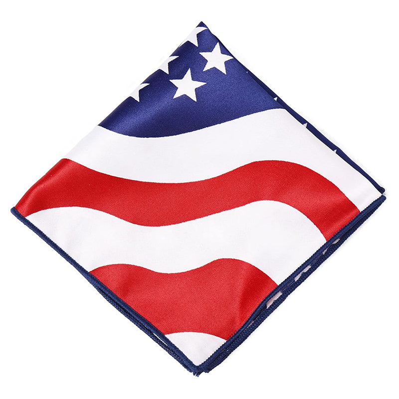 Men American Flag Square Necktie Bowtie Pokect Stars Stripes Patriotic Tie For USA Independence Day Costume Accessories