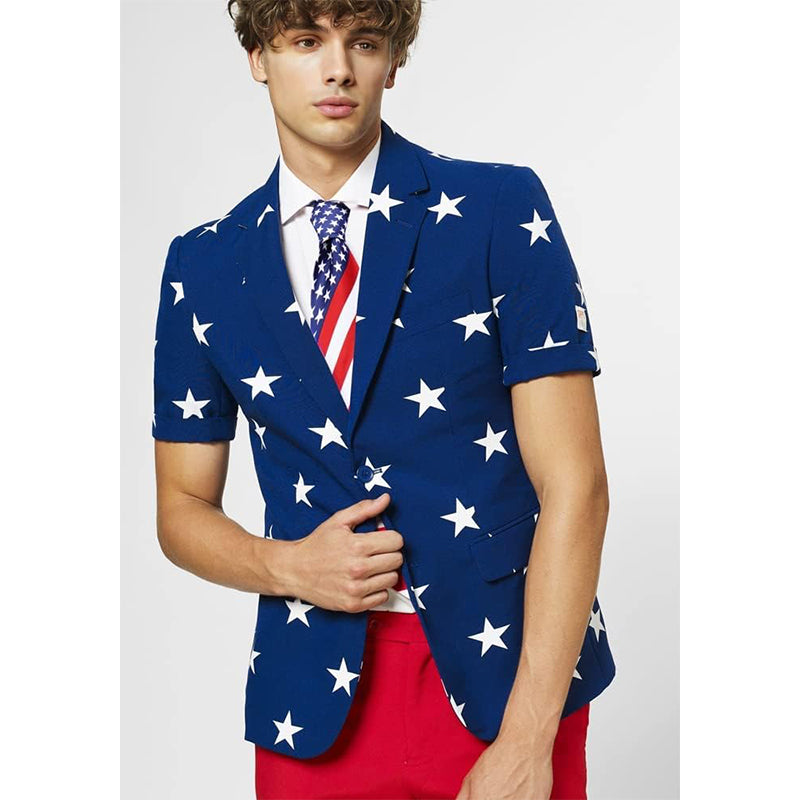 Men American Flag Square Necktie Bowtie Pokect Stars Stripes Patriotic Tie For USA Independence Day Costume Accessories