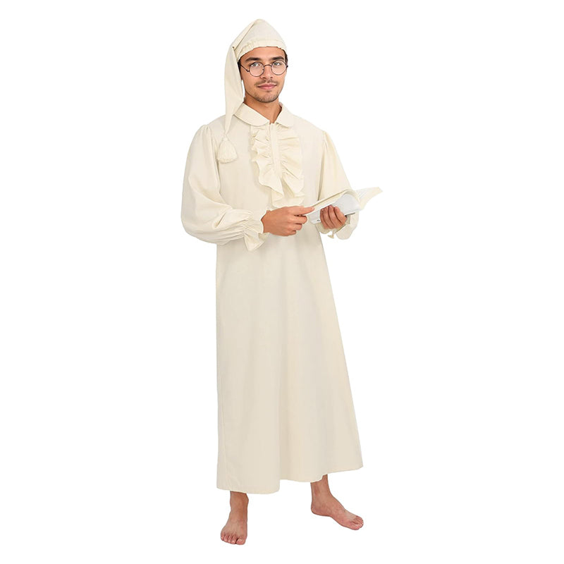 Men Funny Pajama Set Victorian Renaissance Nightgown With Night Cap Glasses Cosplay Costumes For Halloween Party Christmas