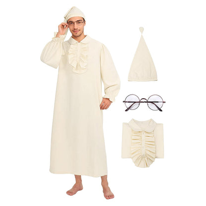 Men Funny Pajama Set Victorian Renaissance Nightgown With Night Cap Glasses Cosplay Costumes For Halloween Party Christmas