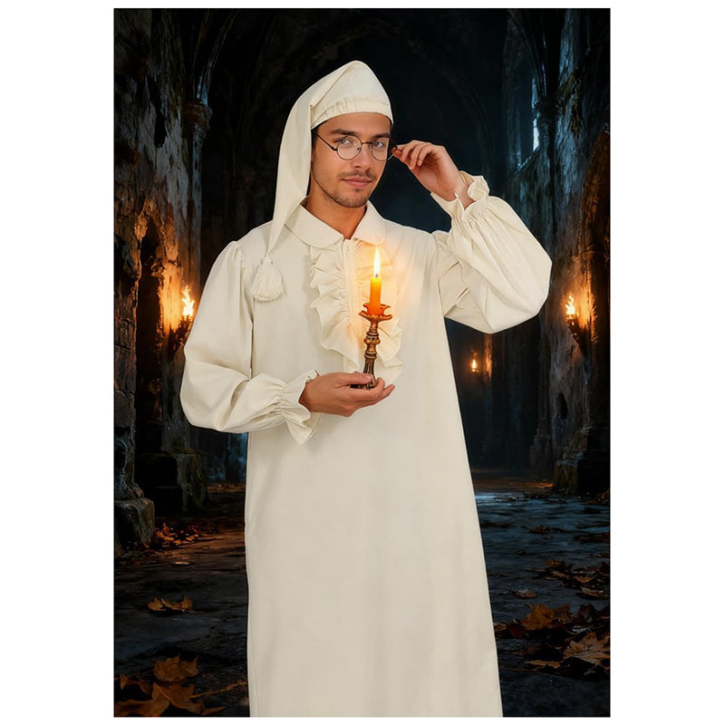 Men Funny Pajama Set Victorian Renaissance Nightgown With Night Cap Glasses Cosplay Costumes For Halloween Party Christmas