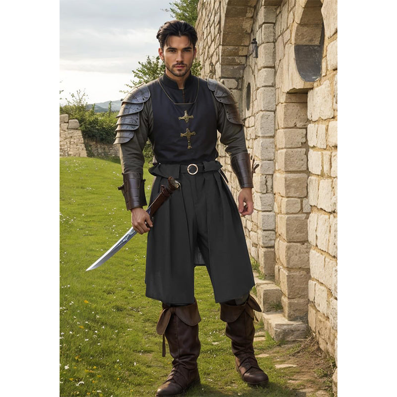 Men Medieval Pants Viking Steampunk Renaissance Gothic Pirate Trousers With Belt Cosplay Costumes For Party Daily-wear