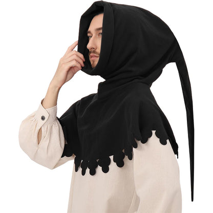 Men Medieval Chaperon Hat Renaissance Cap Liripipe Hood Ren Faire LARP Costume Accessories