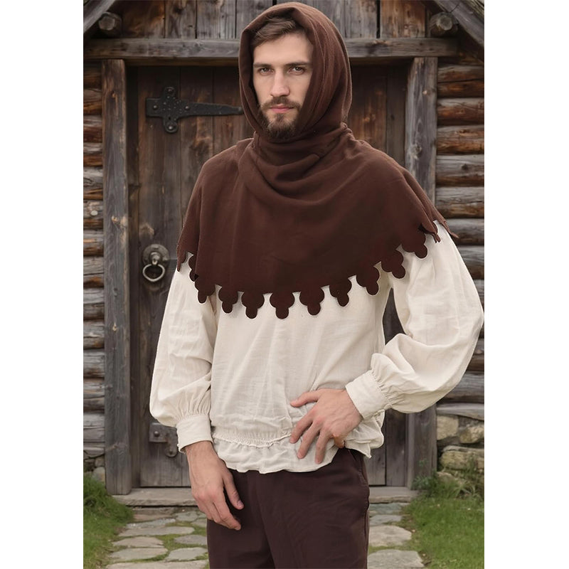 Men Medieval Chaperon Hat Renaissance Cap Liripipe Hood Ren Faire LARP Costume Accessories