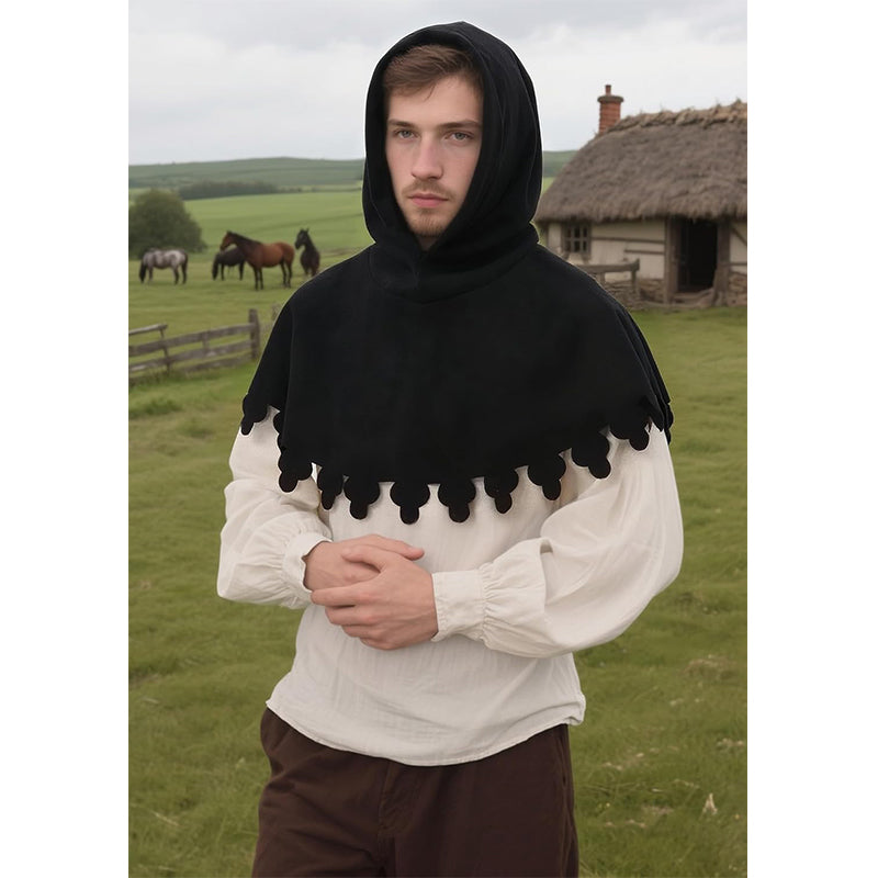 Men Medieval Chaperon Hat Renaissance Cap Liripipe Hood Ren Faire LARP Costume Accessories