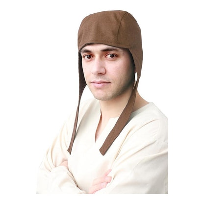 Men Medieval Coif Cap Linen Hats Bonnet With Ear Flaps Victorian Cap Cosplay Costume Accessories