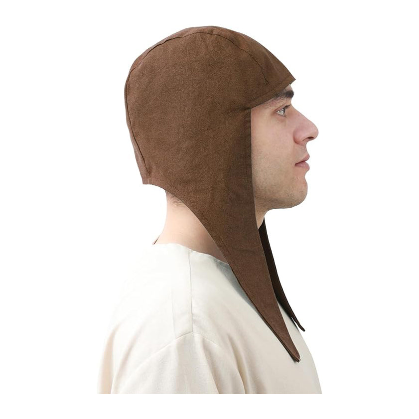 Men Medieval Coif Cap Linen Hats Bonnet With Ear Flaps Victorian Cap Cosplay Costume Accessories
