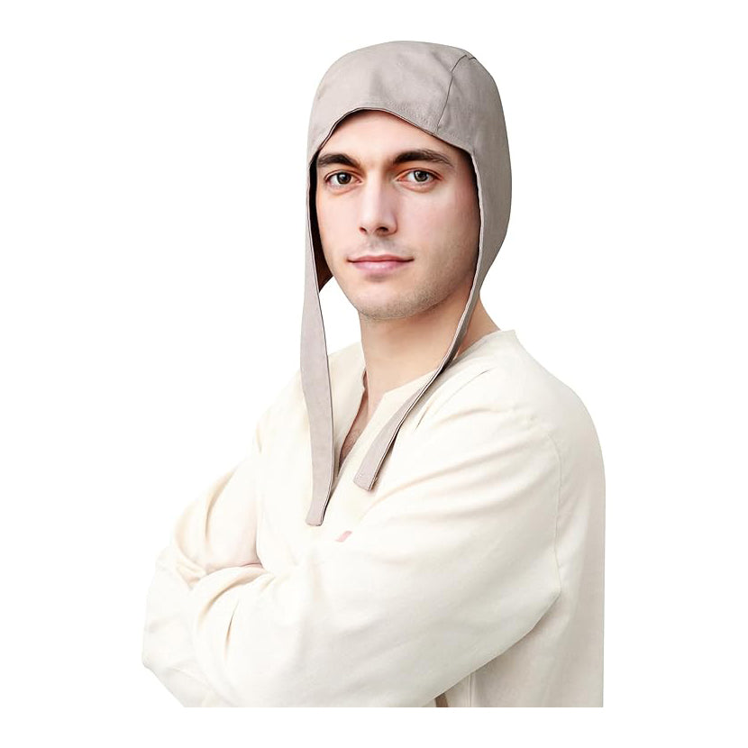 Men Medieval Coif Cap Linen Hats Bonnet With Ear Flaps Victorian Cap Cosplay Costume Accessories