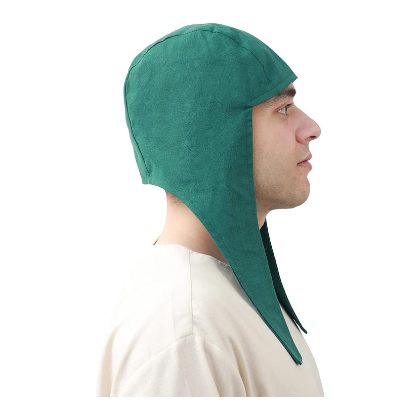 Men Medieval Coif Cap Linen Hats Bonnet With Ear Flaps Victorian Cap Cosplay Costume Accessories