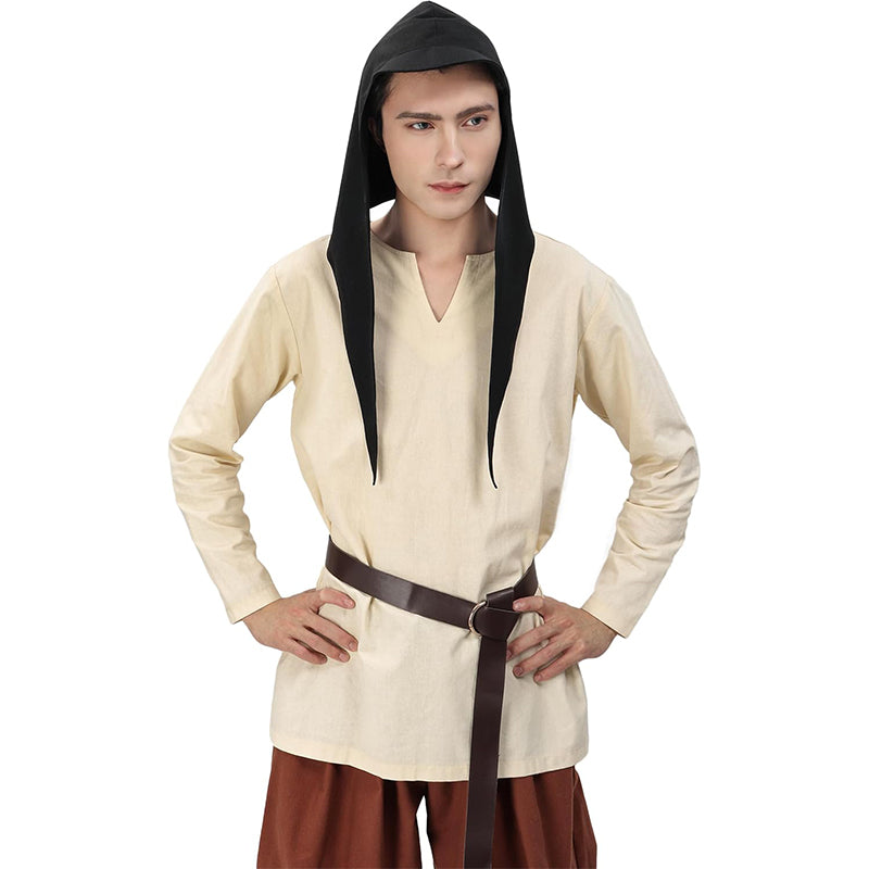 Men Medieval Coif Cap Renaissance Headscarf With Brim Costume Accessories For Party Halloween