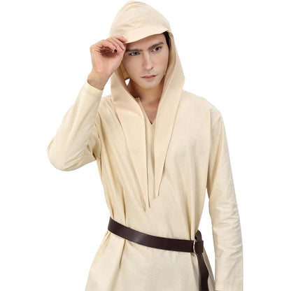 Men Medieval Coif Cap Renaissance Headscarf With Brim Costume Accessories For Party Halloween