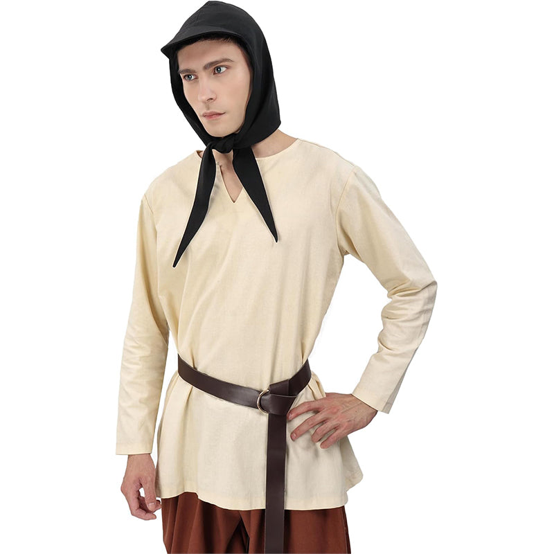 Men Medieval Coif Cap Renaissance Headscarf With Brim Costume Accessories For Party Halloween