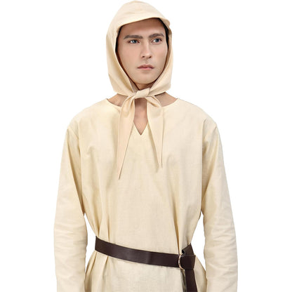 Men Medieval Coif Cap Renaissance Headscarf With Brim Costume Accessories For Party Halloween