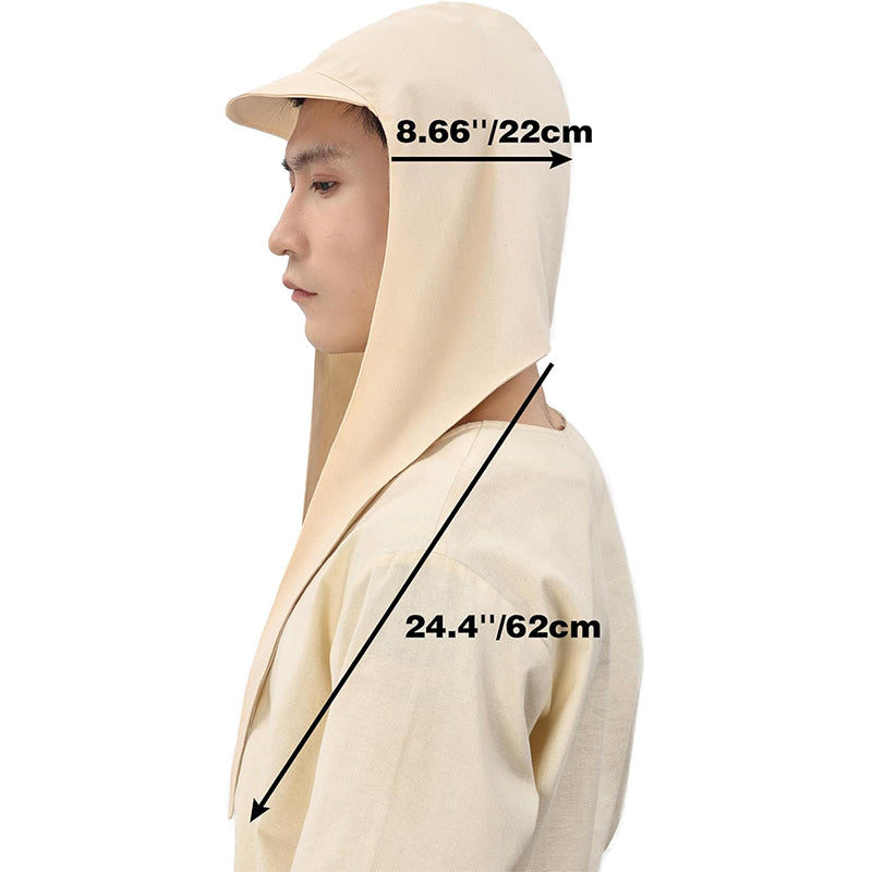 Men Medieval Coif Cap Renaissance Headscarf With Brim Costume Accessories For Party Halloween