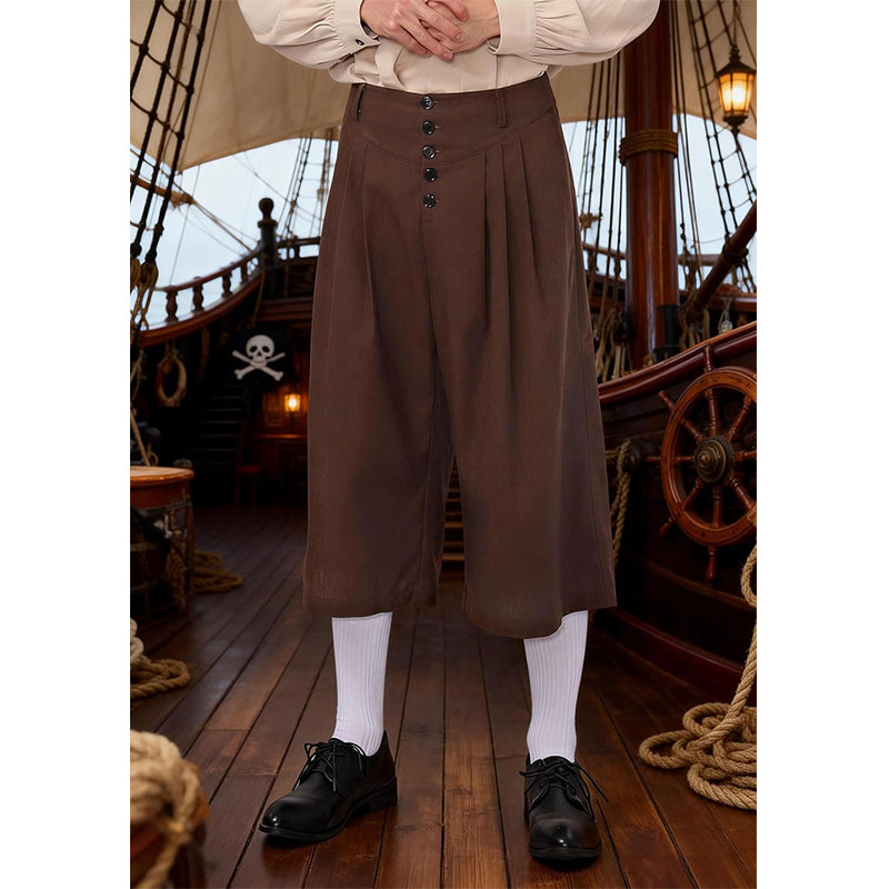 Men Medieval Colonial Pirate Breeches Wide Legs Pants Renaissance Trousers Cosplay Costume Pants For Party Daily Wear