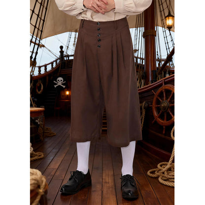 Men Medieval Colonial Pirate Breeches Wide Legs Pants Renaissance Trousers Cosplay Costume Pants For Party Daily Wear