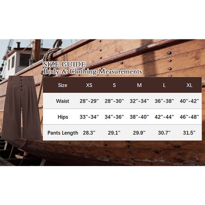 Men Medieval Colonial Pirate Breeches Wide Legs Pants Renaissance Trousers Cosplay Costume Pants For Party Daily Wear