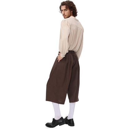 Men Medieval Colonial Pirate Breeches Wide Legs Pants Renaissance Trousers Cosplay Costume Pants For Party Daily Wear