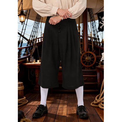 Men Medieval Colonial Pirate Breeches Wide Legs Pants Renaissance Trousers Cosplay Costume Pants For Party Daily Wear
