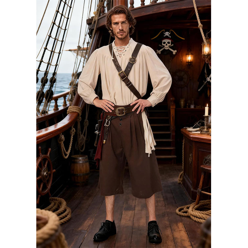 Men Medieval Colonial Pirate Breeches Wide Legs Pants Renaissance Trousers Cosplay Costume Pants For Party Daily Wear