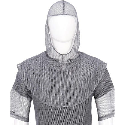 Men Medieval Faux Chain Mail Hooded Coif Armor Crusader Cowl Renaissance Chainmail LARP Faire Cosplay Costume Accessories