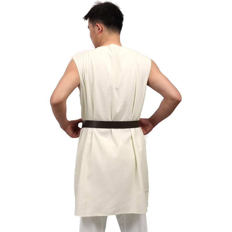 Men Medieval Linen Tunic Sleeveless Shirt Renaissance Tunic Shirt For Party Halloween