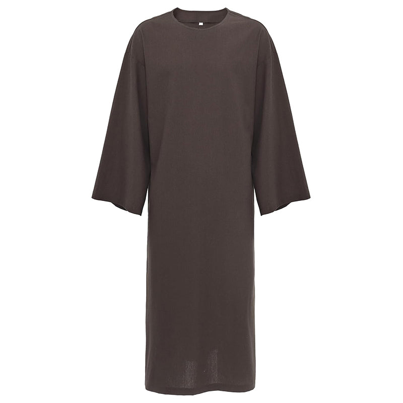 Men Medieval Monk Robe Renaissance Friar Priest Hooded Cloak With Belt Necklace Cosplay Costumes For Halloween Party