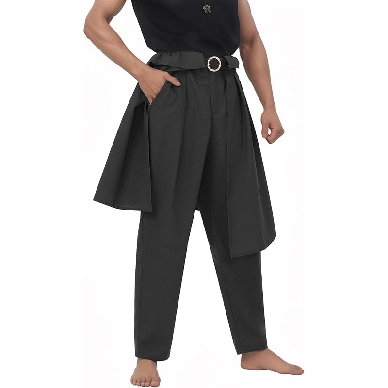 Men Medieval Pants Viking Steampunk Renaissance Gothic Pirate Trousers With Belt Cosplay Costumes For Party Daily-wear